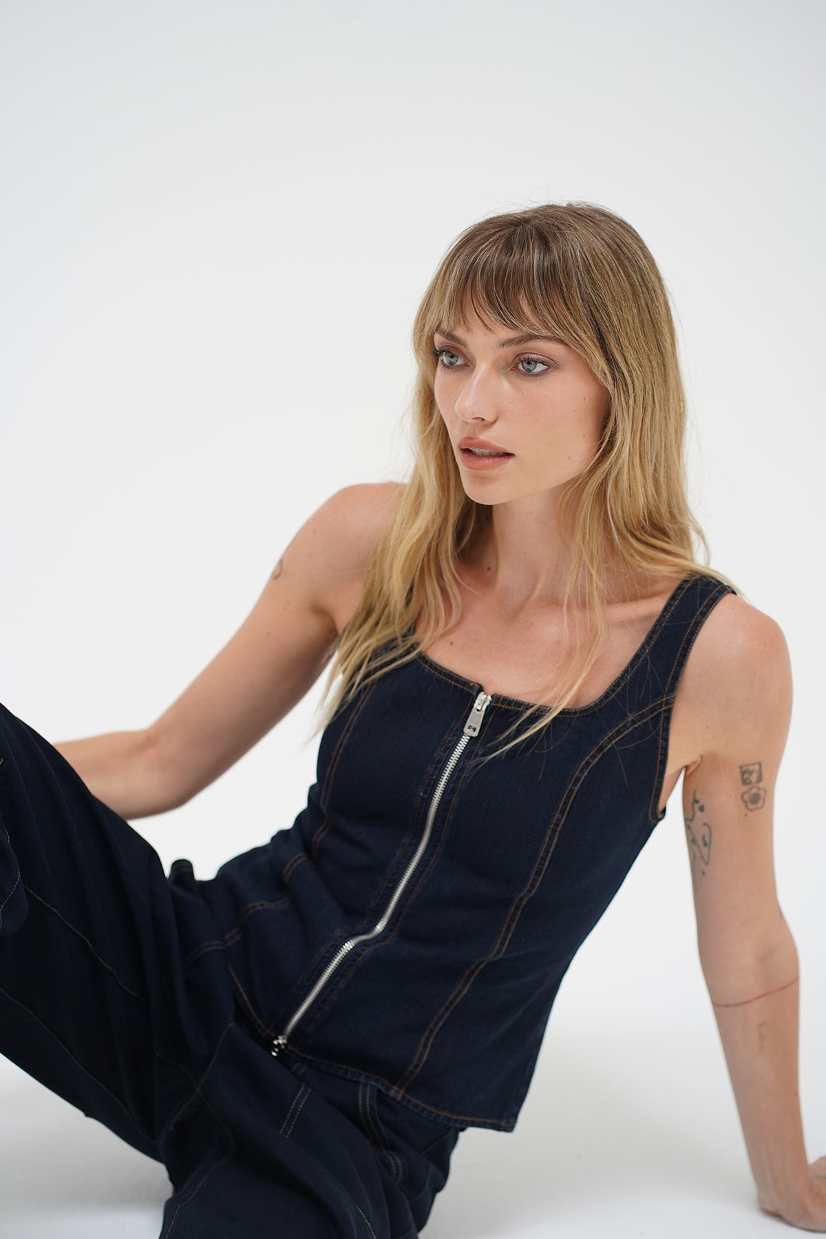 Women | Gili Zip Tank | Raw Look Denim