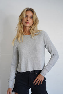 LNA Ribbed long Sleeve Crew in Heather Grey
