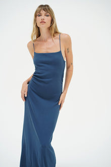 LNA Lila ribbed maxi dress in dark denim