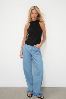 LNA Lottie Sweater Tank Top in Black