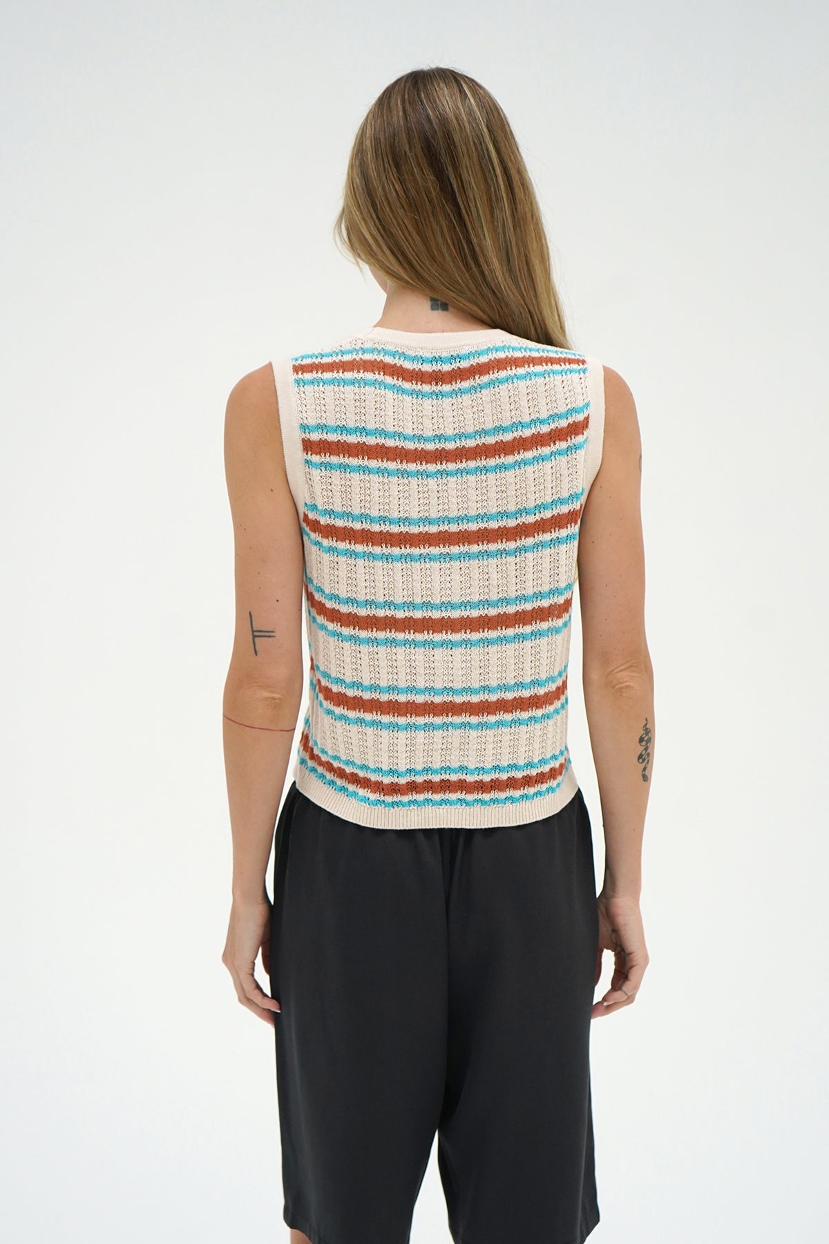 LNA Lou Sleeveless Cardigan in sedona stripe
