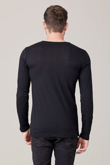 Men | Long Sleeve Button Henley | Black