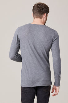 Men | Long Sleeve Button Henley | Heather Grey