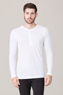 Men | Long Sleeve Button Henley | White