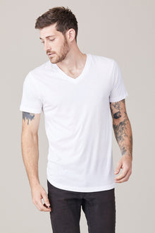 Men | Short Sleeve V Neck | White