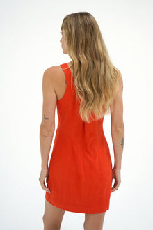 LNA Mikala Linen short dress in red