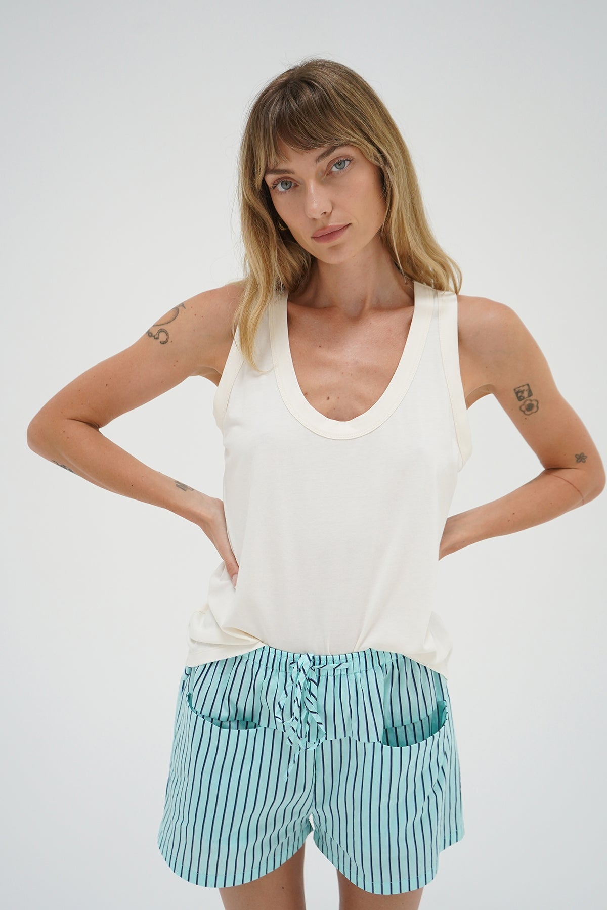 LNA Relaxed U Neck Tank in jet stream