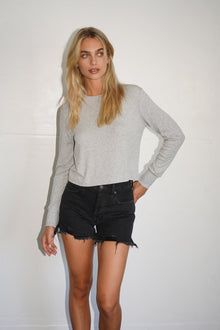LNA Ribbed long Sleeve Crew in Heather Grey