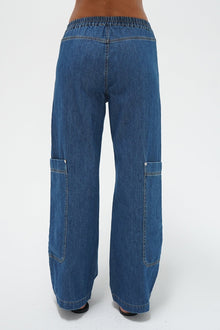LNA Ryleigh Soft Denim Utility Pant in soft denim