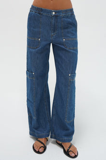 LNA Ryleigh Soft Denim Utility Pant in soft denim