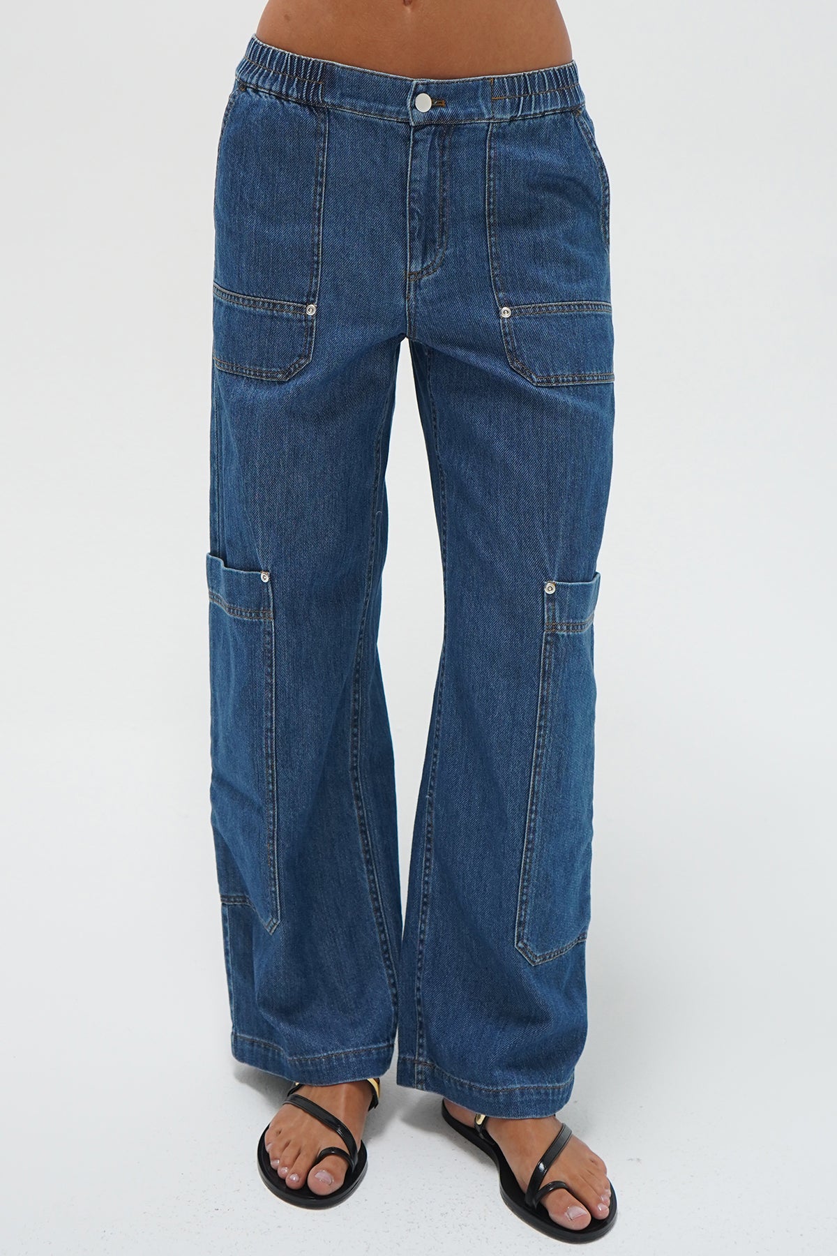 LNA Ryleigh Soft Denim Utility Pant in soft denim