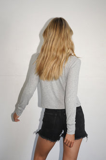 LNA Ribbed long Sleeve Crew in Heather Grey