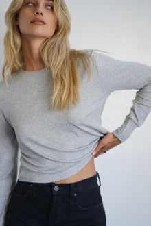 LNA Ribbed long Sleeve Crew in Heather Grey
