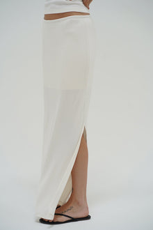 LNA Steph Ribbed Maxi Skirt in whisper white