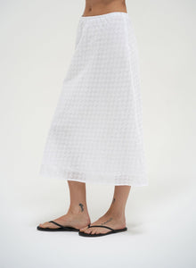 LNA Waialea Eyelet Skirt in white
