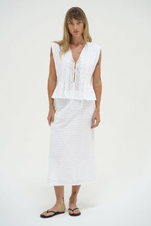 LNA Waialea Eyelet Skirt in white
