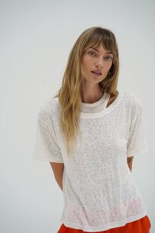 LNA Walker Brushed tee with cut out in white