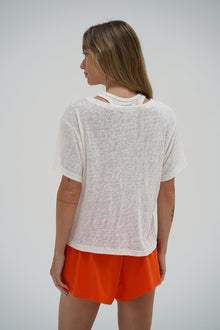 LNA Walker Brushed tee with cut out in white