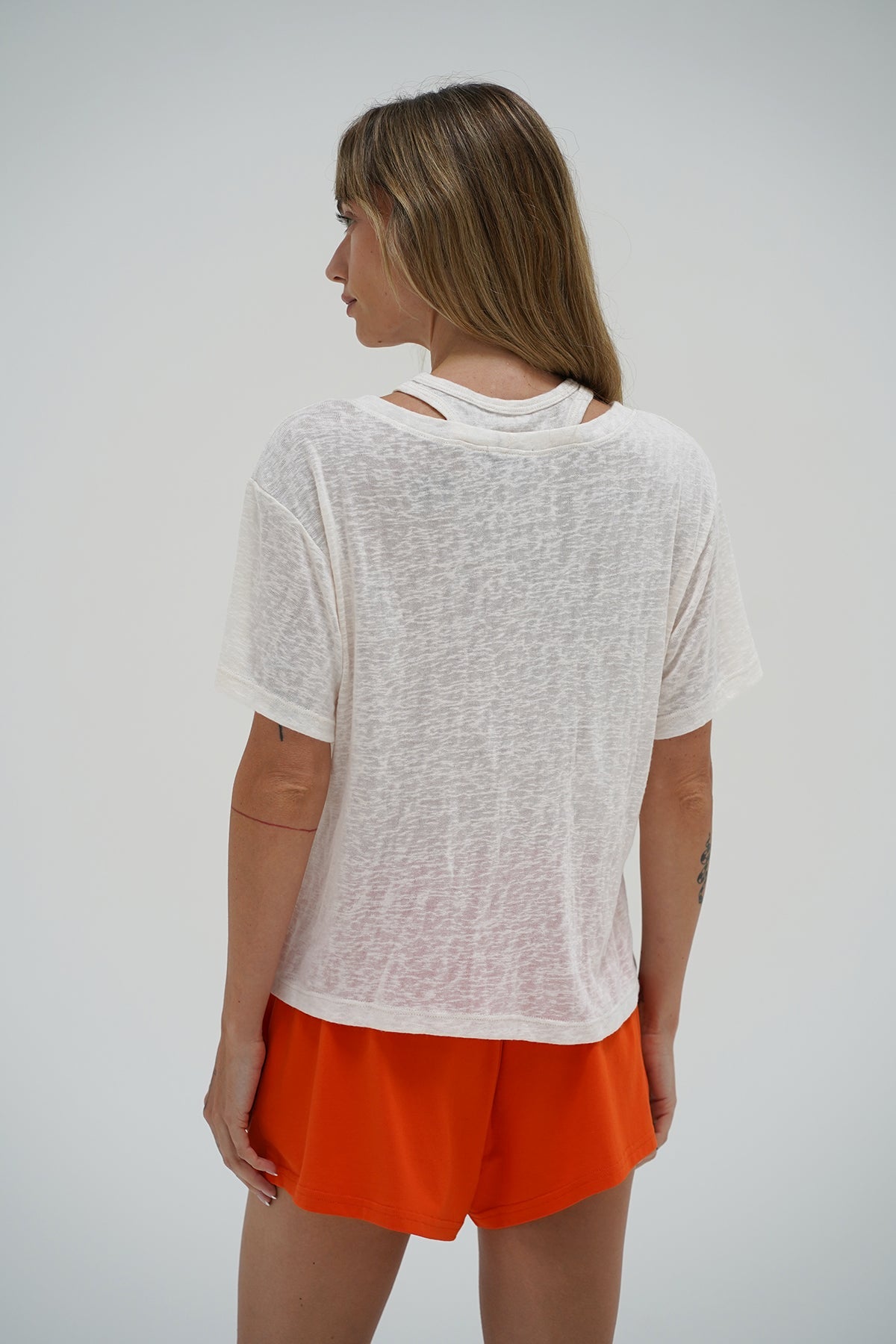 LNA Walker Brushed tee with cut out in white