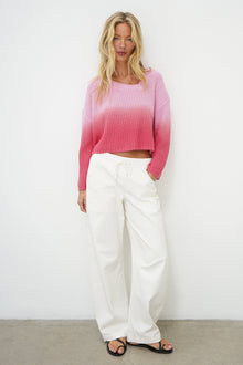 LNA Clothing Angle V Sweater in Pink Dip Dye