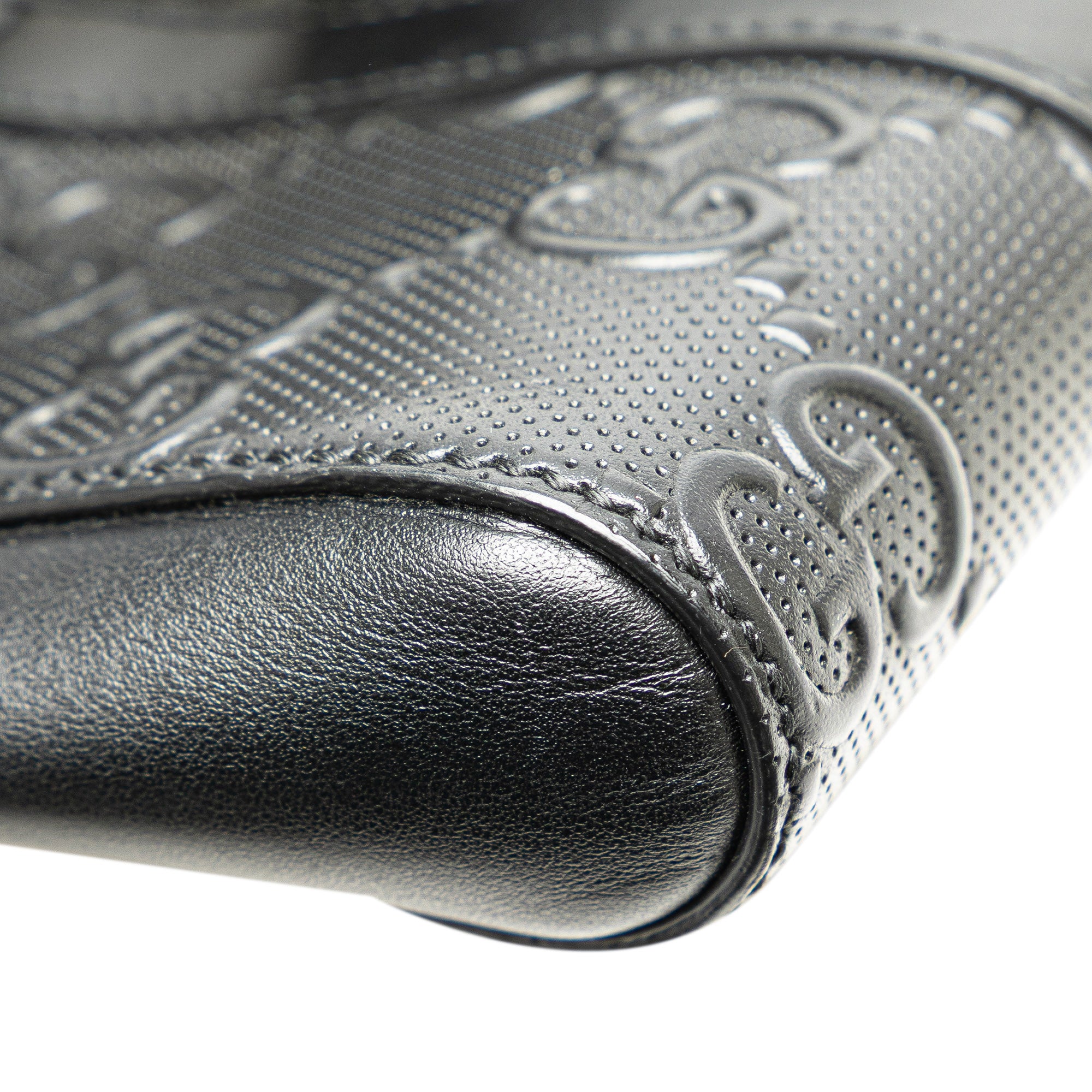 Gucci | Pre-Owned GG Embossed Perforated Double Belt Bag | Black