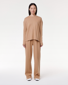 Another Tomorrow Luxe Seamed Long Sleeve in Hazelnut – Cotton