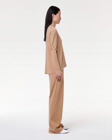 Another Tomorrow Luxe Seamed Long Sleeve in Hazelnut – Cotton