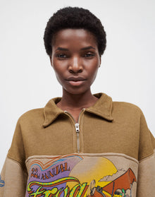 Womens | Upcycled 80s Oversized Half Zip | Assorted Caramel