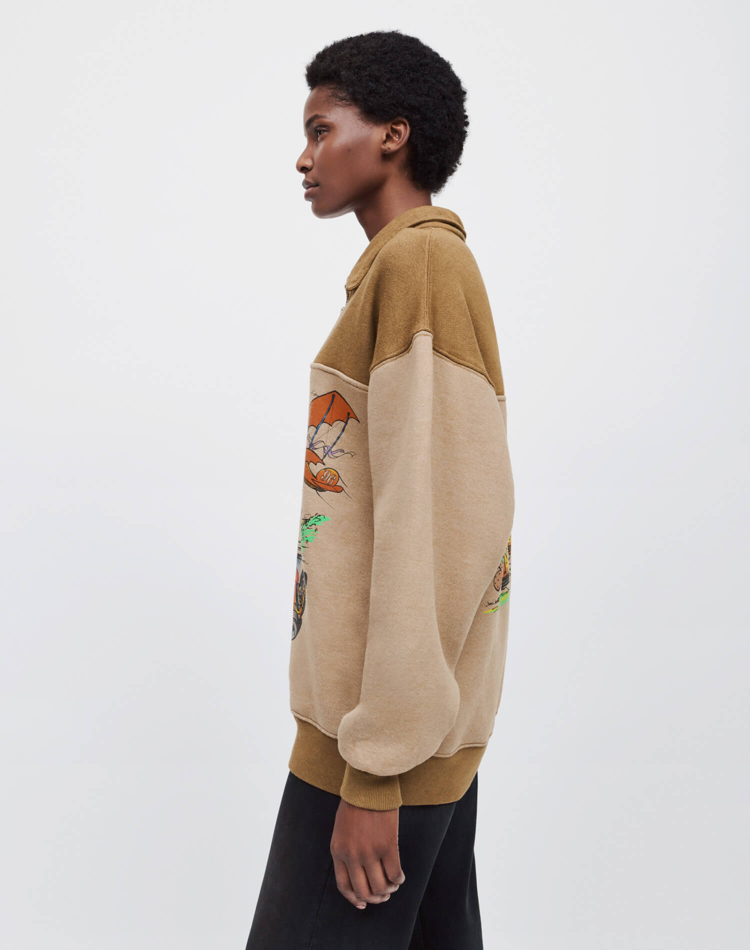 Womens | Upcycled 80s Oversized Half Zip | Assorted Caramel