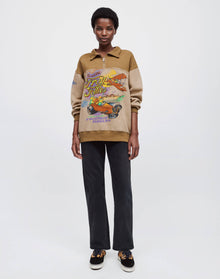 Womens | Upcycled 80s Oversized Half Zip | Assorted Caramel