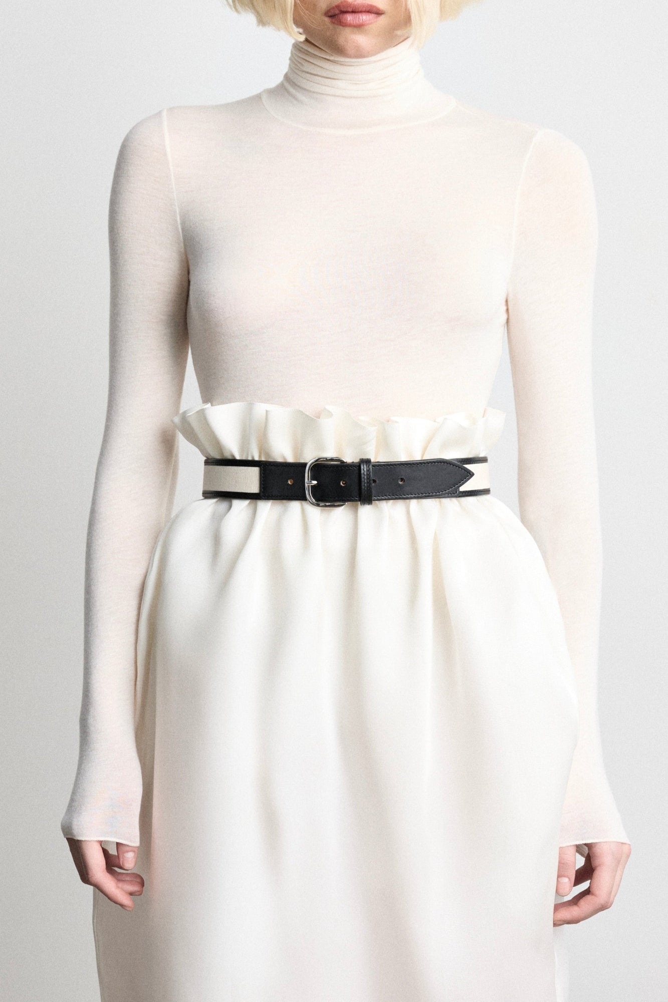 Jeanne Belt | Canvas & Black Leather Trim & Silver