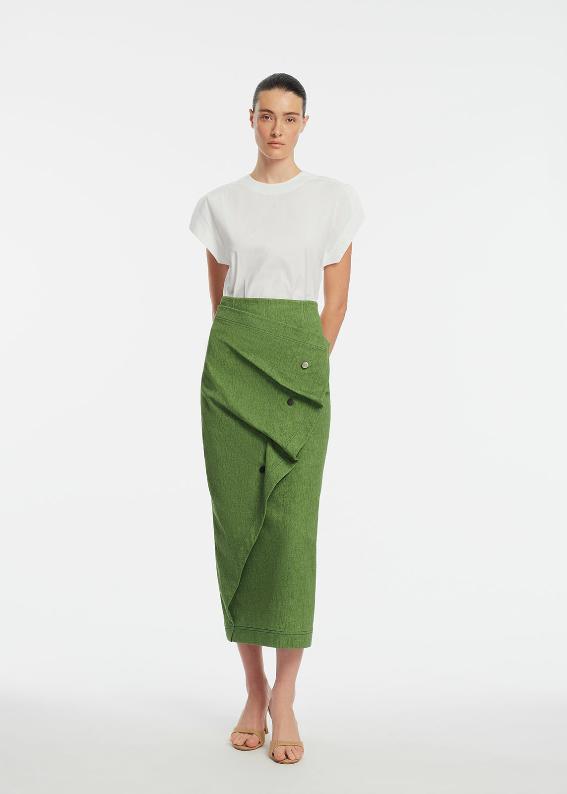 Stretch Denim Ruffle Skirt | Cactus