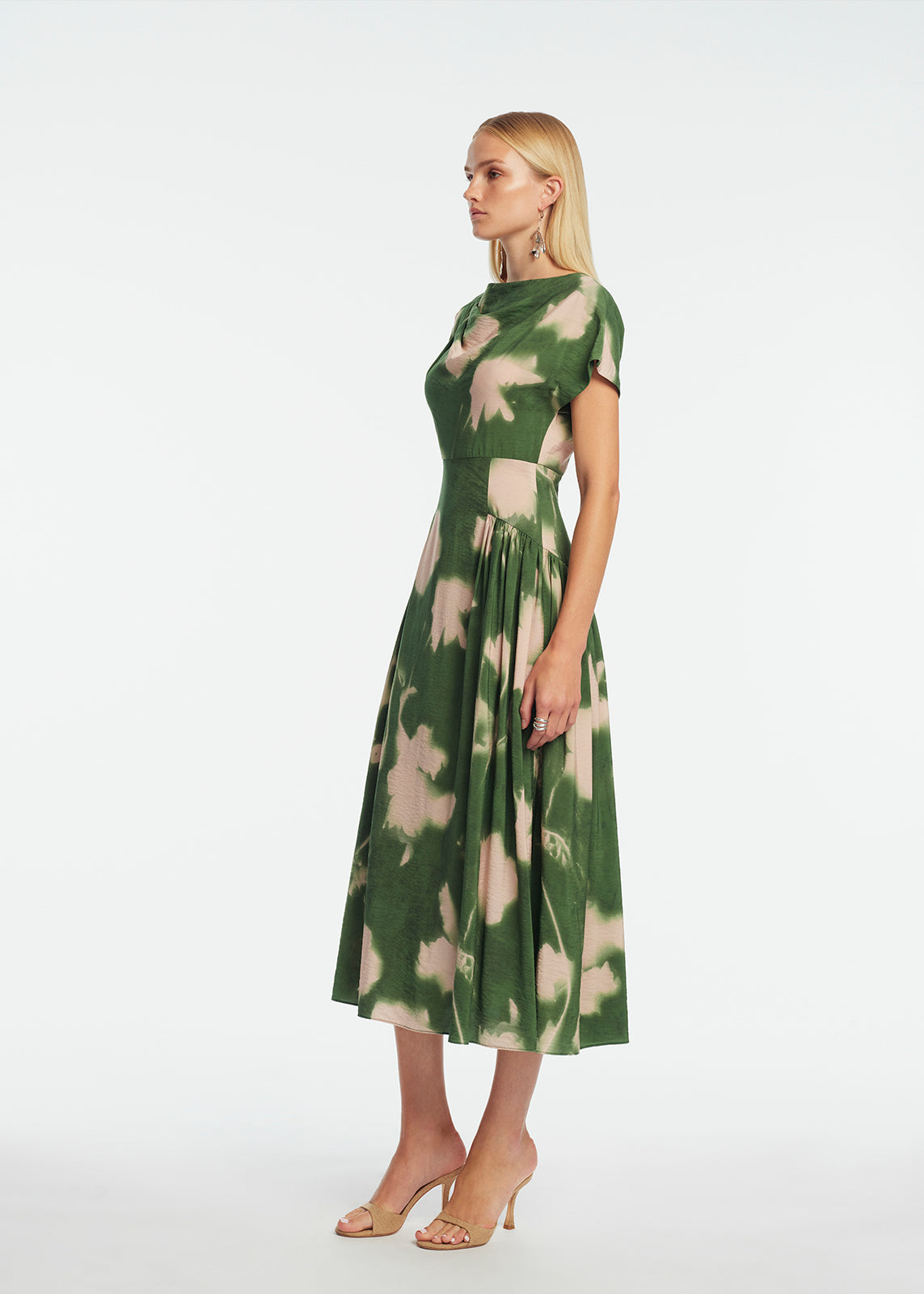 Abstract Floral Crepe Asymmetrical Dress | Cactus