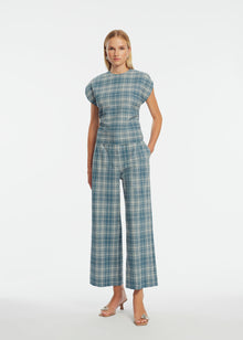 Plaid Seersucker Cropped Pant | Mallard