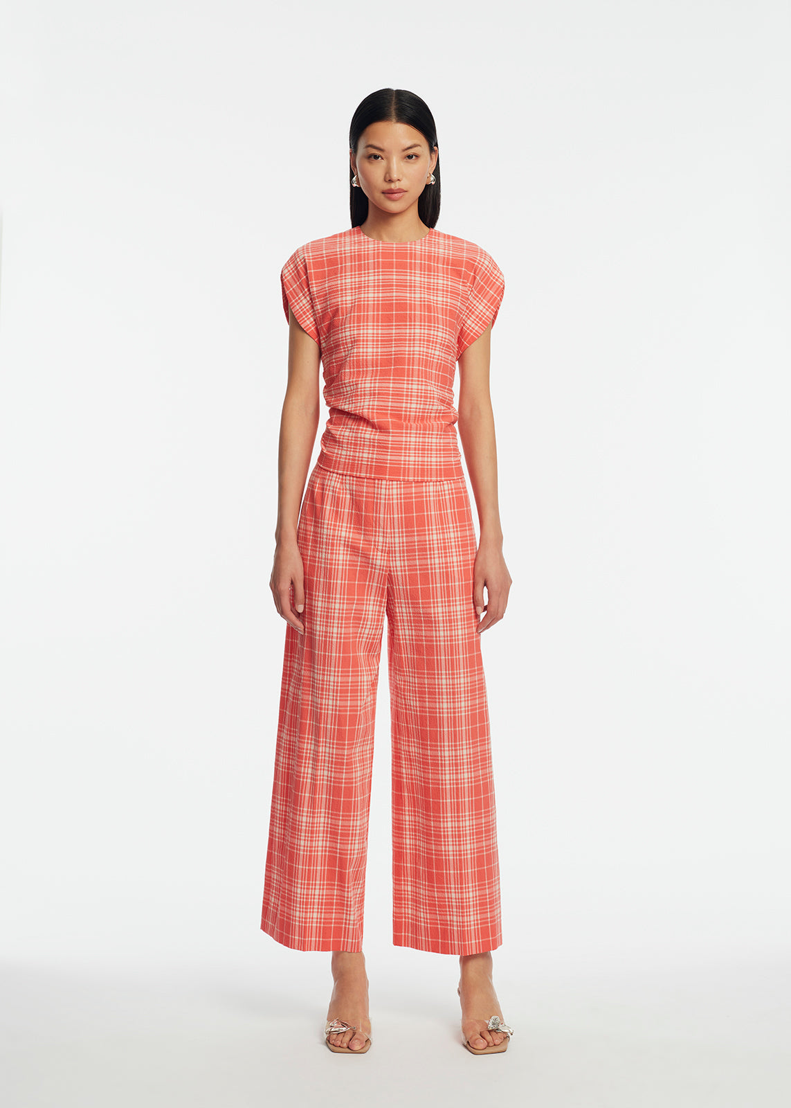 Plaid Seersucker Cropped Pant | Watermelon