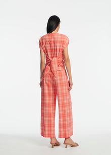 Plaid Seersucker Tie Top | Watermelon