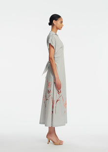 Floral Striped Cotton Tie Waist Dress | Blush Multi