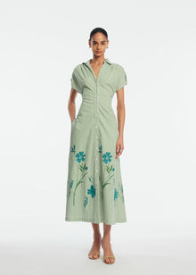 Floral Striped Cotton Tie Waist Dress | Mallard Multi