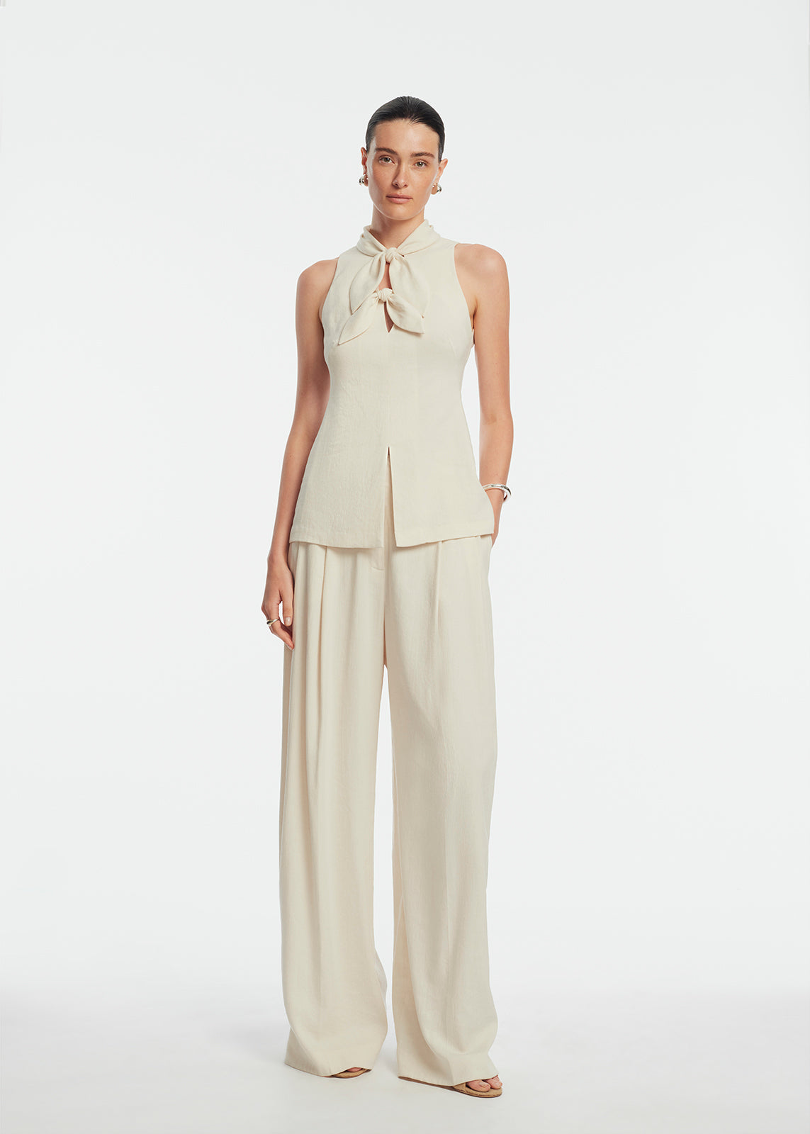 Linen Bow Top | Bone