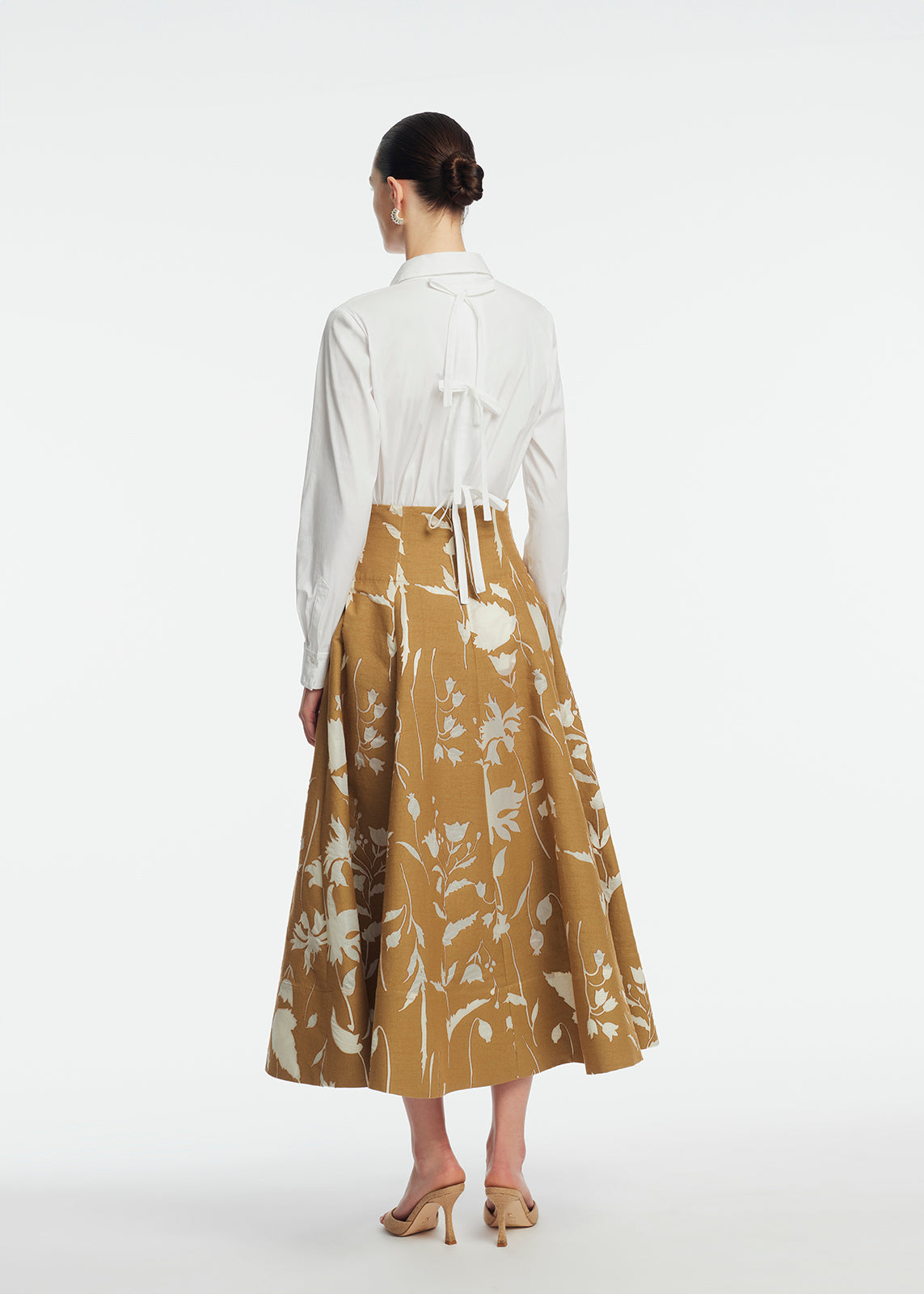 Floral Jacquard Parker Skirt | Camel