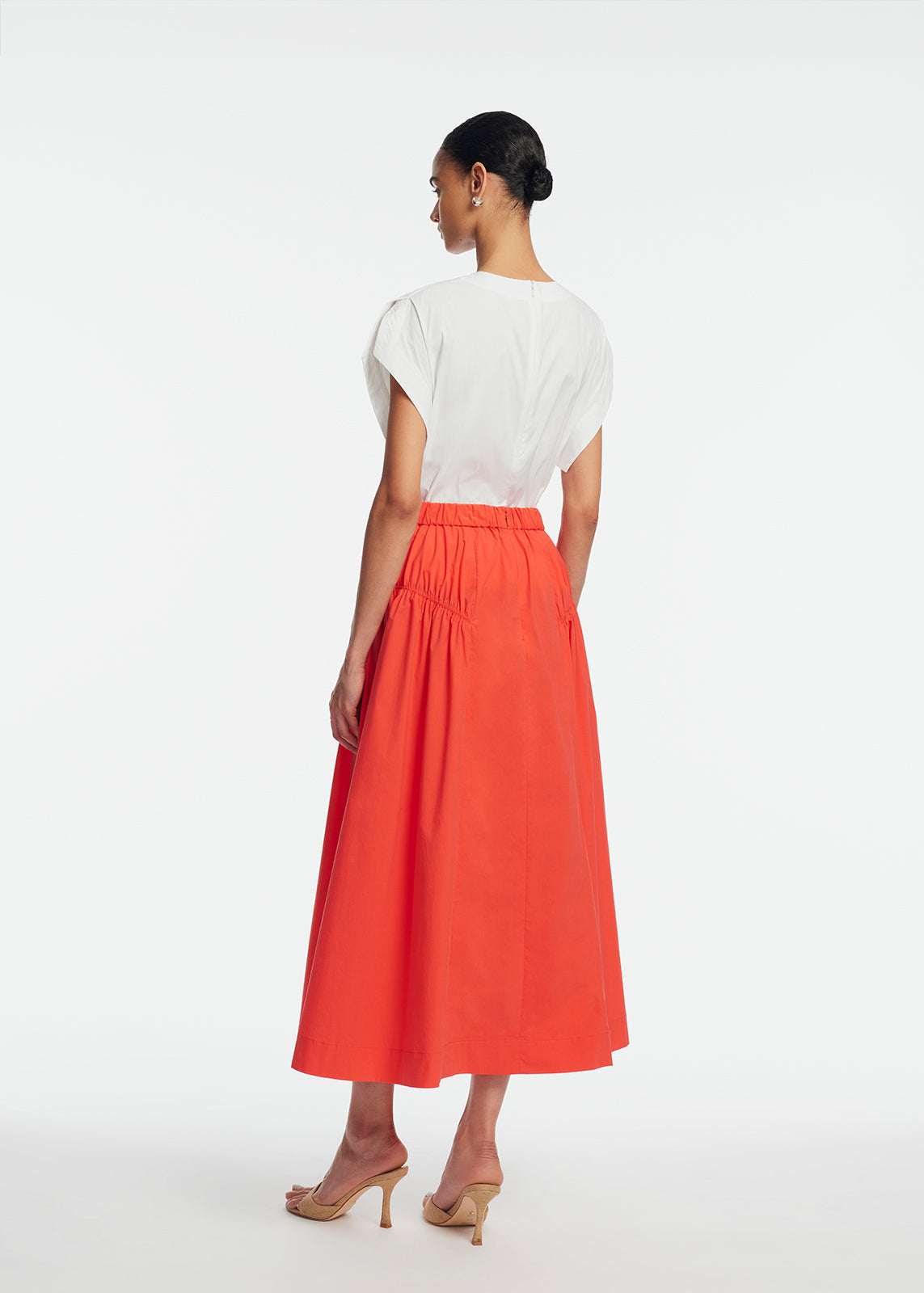 Tech Poplin Shirred Skirt | Watermelon