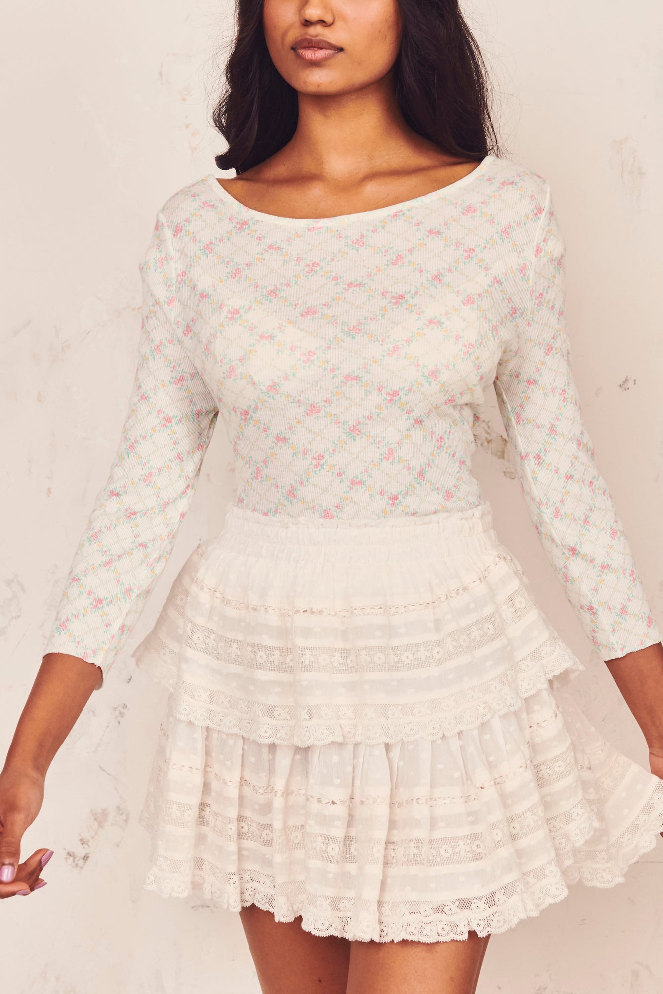 Ruffle Mini Skirt | White