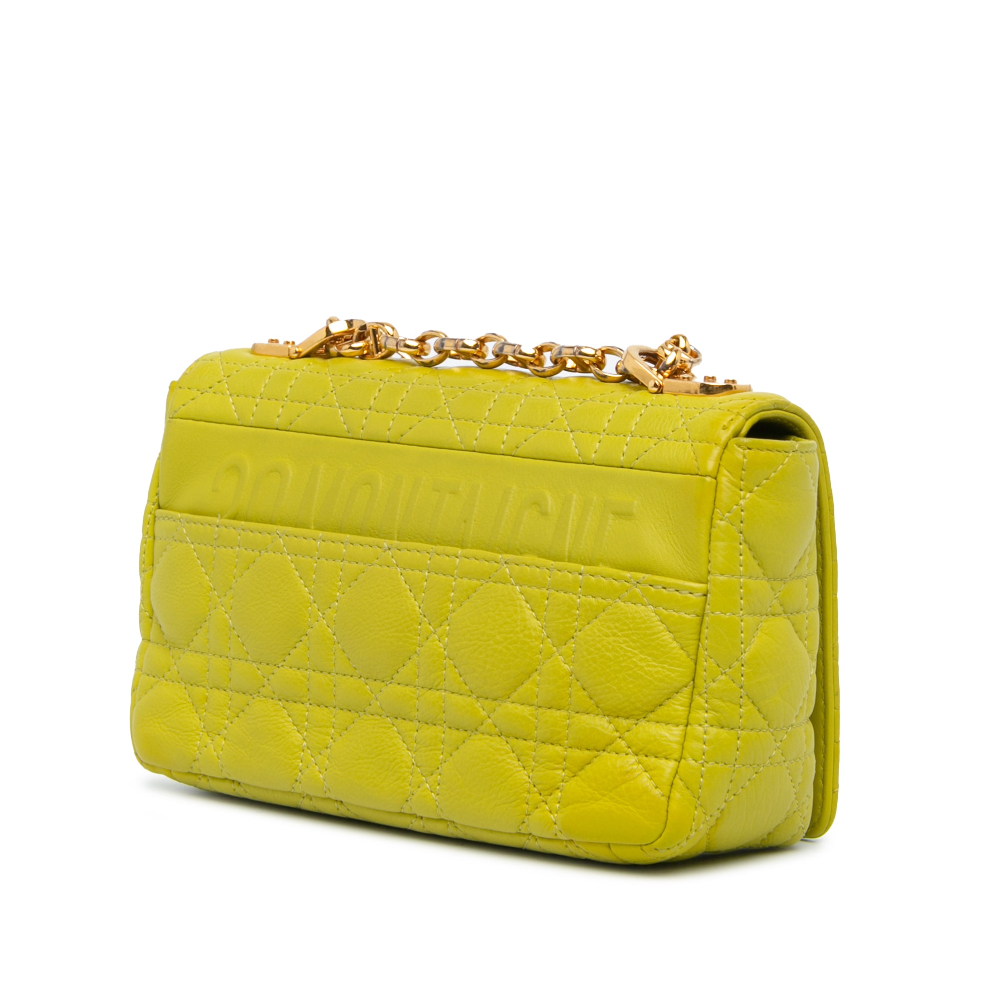 Dior | Pre-Owned Small Calfskin Cannage Caro Bag | Yellow/Neon Yellow