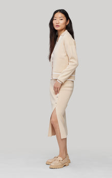 Lucie Sustainable Hip-Length Knit | Sand-Ivory