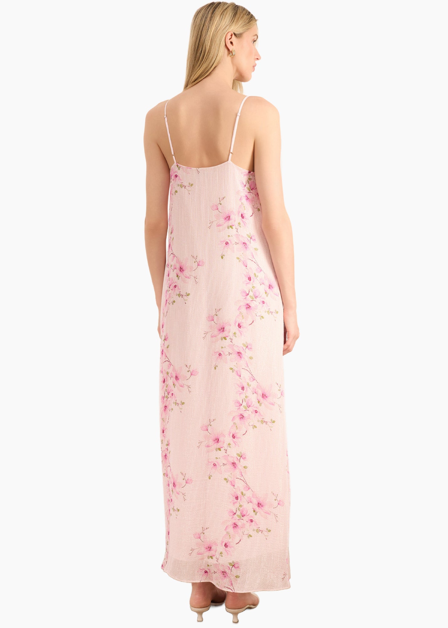 Luz Metallic Chiffon Maxi Dress | Aurora Blossom