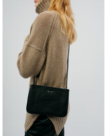 Duo Wings Grained Leather Bag | Black