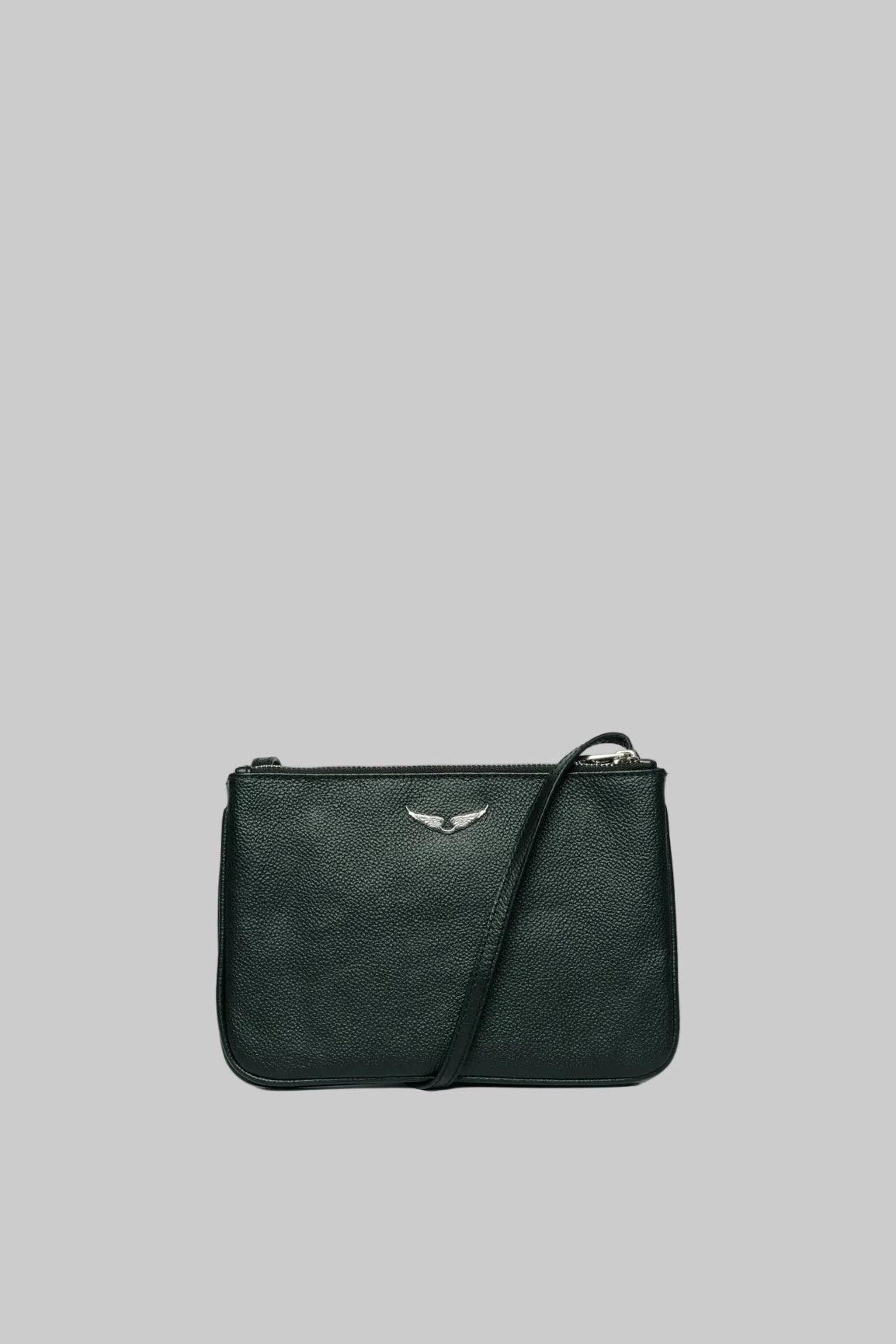 Duo Wings Grained Leather Bag | Black