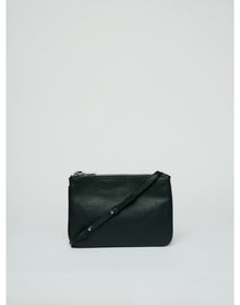 Duo Wings Grained Leather Bag | Black