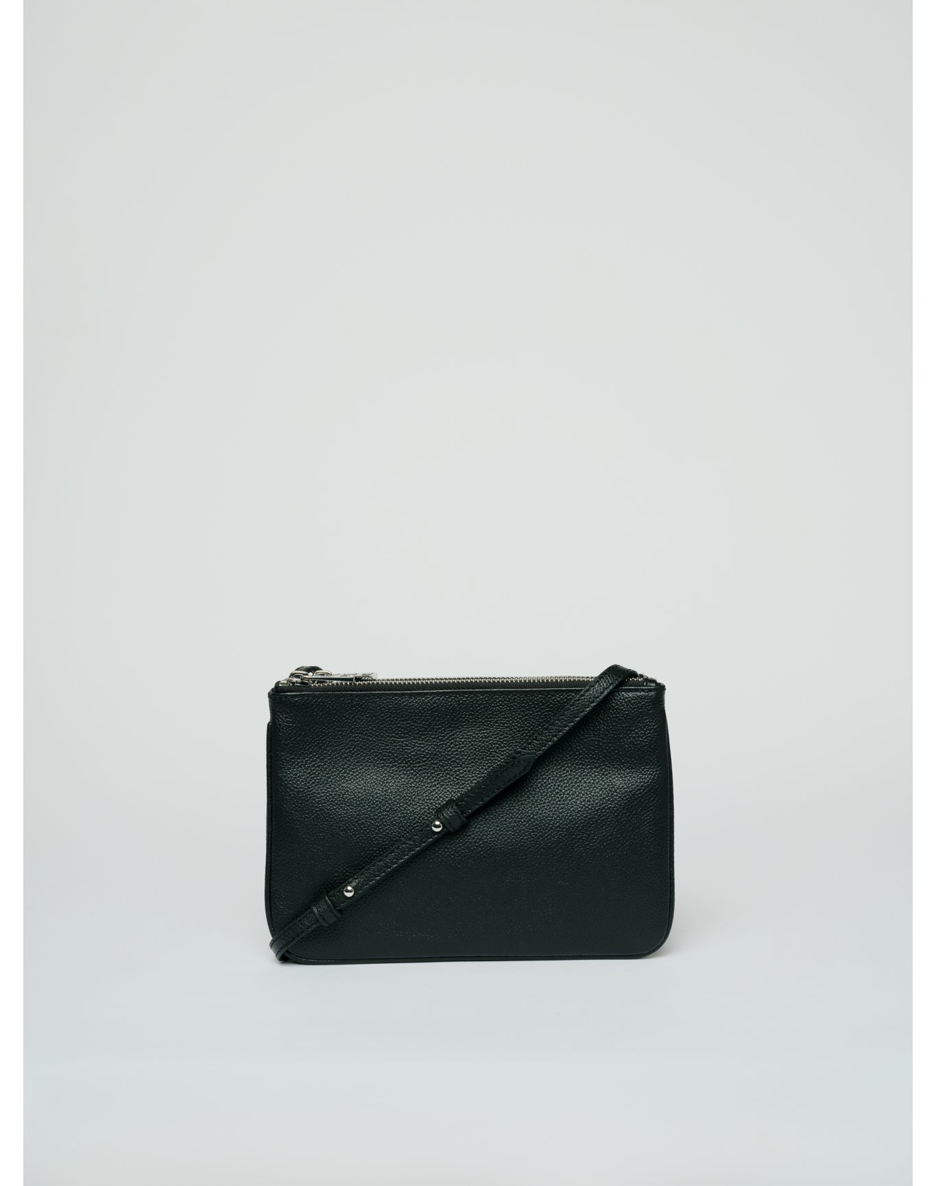 Duo Wings Grained Leather Bag | Black