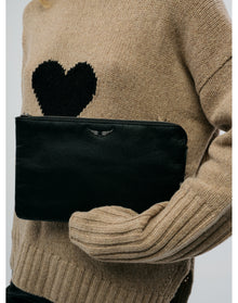 Uma Wings Grained Leather Small Pouch | Black